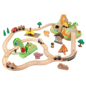 KIDKRAFT KOLEJKA DREWNIANA Z DINOZAURAMI W PUDEŁKU 18016