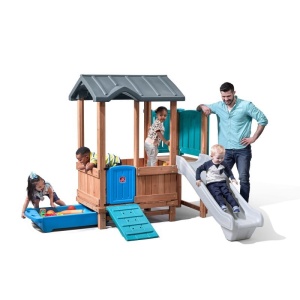 STEP2 DREWNIANY PLAC ZABAW Z DOMKIEM I ZJEŻDŻALNIĄ ADVENTURE 4906KR  