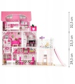 ECOTOYS DREWNIANY DOMEK DLA LALEK XXL Z WINDĄ I ZJEŻDŻALNIĄ TL49059