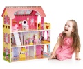 ECOTOYS DREWNIANY DOMEK DLA LALEK Z OŚWIETLENIEM LED HM006395
