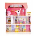 ECOTOYS DREWNIANY DOMEK DLA LALEK Z OŚWIETLENIEM LED HM006395