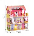 ECOTOYS DREWNIANY DOMEK DLA LALEK Z OŚWIETLENIEM LED HM006395
