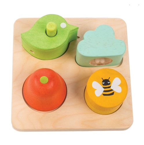TENDER LEAF TOYS DREWNIANA ZABAWKA SENSORYCZNA - OGRÓD - KSZTAŁTY I DŹWIĘKI TL8404