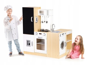 ECOTOYS DREWNIANA KUCHNIA DLA DZIECI XXL Z TABLICĄ PLK547