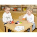 Kolorowe Kubeczki I Klocki Kwadratowe Zabawka Drewniana Sorter Kolorów Masterkidz