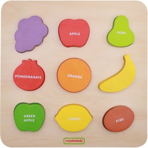 MASTERKIDZ DREWNIANA TABLICA SORTER KSZTAŁTÓW KOLOROWE OWOCE MK00620