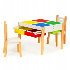 ECOTOYS MEBLE DLA DZIECI ZESTAW STÓŁ + 2 KRZESŁA