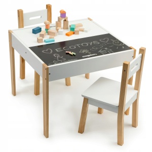 ECOTOYS MEBLE DLA DZIECI ZESTAW STOLIK + 2 KRZESEŁKA
