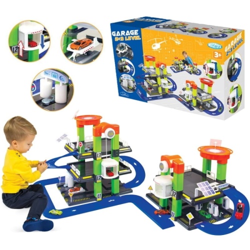 MOCHTOYS MEGA GARAŻ 2+3 POZIOMY + ZNAKI + AUTKO 12013