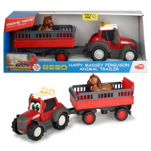 DICKIE ABC TRAKTOR MASSEY FERGUSON Z PRZYCZEPKĄ I KONIEM 411500