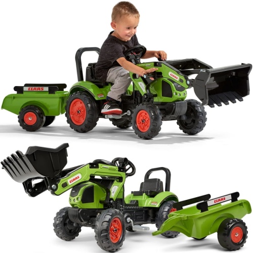 FALK TRAKTOR NA PEDAŁY Z ŁYŻKĄ I PRZYCZEPĄ CLAAS ARION 2-5 LAT 2040AM