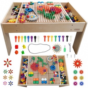 MASTERKIDZ DREWNIANY STÓŁ EDUKACYJNY STEM Z AKCESORIAMI ME20925 + GRATIS TABLICA