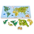 ADAM TOYS DREWNIANA UKŁADANKA PUZZLE Z UCHWYTAMI MAPA ŚWIATA N2014