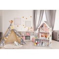 ECOTOYS DREWNIANY DOMEK DLA LALEK XXL REZYDENCJA PUDROWA 4127