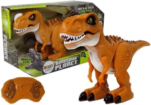 Brązowy tyranozaur zdalnie sterowany R/C ze światłem i dźwiękiem