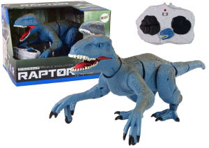 ZDALNIE STEROWANY DINOZAUR VELOCIRAPTOR NIEBIESKI DŹWIĘK ODGŁOSY RYCZENIA