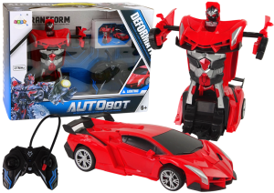 Czerwone auto robot Transformer 2w1 zdalnie sterowane