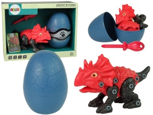 ZESTAW DO ZŁOŻENIA DINOZAUR W JAJKU TRICERATOPS DIY ŚRUBOKRĘT CZERWONY
