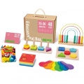 Tooky Toy Edukacyjne Pudełko Sorter Puzzle Liczydło Nauka Kolorów Ułamków 6w1 od 2 lat
