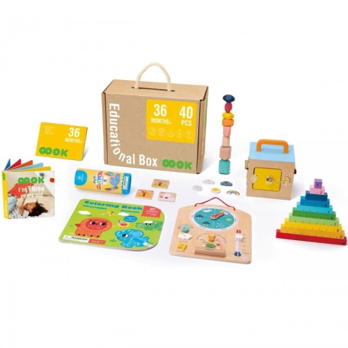 Tooky Toy Edukacyjne Pudełko Układanka Liczydło Tablica Pogody 6w1 od 3 Lat