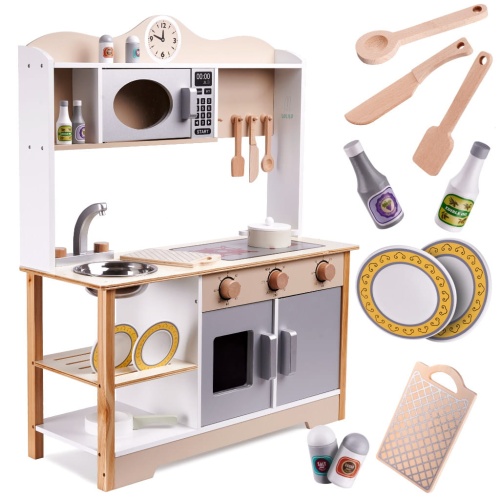 LULILO KUCHNIA DREWNIANA MDF DLA DZIECI KUKETO 85 CM Z AKCESORIAMI