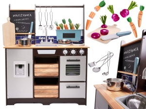 KUCHNIA DREWNIANA MDF DLA DZIECI LOFT XXL 96 CM Z AKCESORIAMI