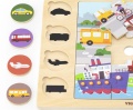 VIGA DREWNIANE PUZZLE NA PODKŁADCE - DOPASUJ CIENIE - ŚRODKI TRANSPORTU 44742