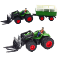 Traktor Rolniczy Z Przyczepą i Widłami Podwójne Koła Zdalnie Sterowany RC