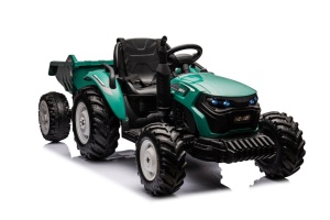 Traktor na akumulator HC-306 z przyczepą ciemnozielony 24 V