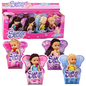 Mini Laleczka Wróżka Elf Niebieska Fioletowa Różowa Mix 11,5cm