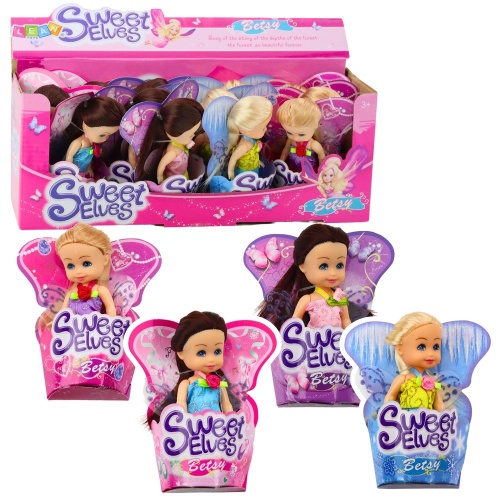 Mini Laleczka Wróżka Elf Niebieska Fioletowa Różowa Mix 11,5cm