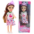 Mini Laleczka Księżniczka Z Koroną Kolorowa Sukienka 14cm Mix