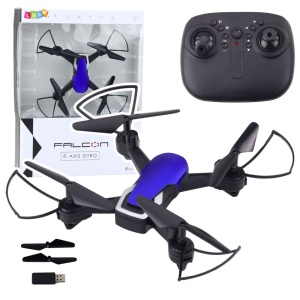 Dron Falcon z żyroskopem, LED i obrotem 360° – niebieski