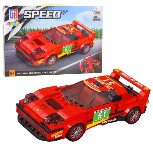 Klocki Konstrukcyjne Auto Robot 2w1 Czerwony Napęd 329 el.