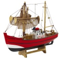 Model Kolekcjonerski Dekoracyjny Statek Kuter Rybacki Czerwony 30x26cm