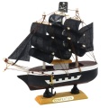 Model Kolekcjonerski Dekoracyjny Statek Żaglowiec Piracki Czarny 16x15cm