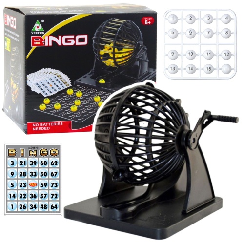 Gra Rodzinna Bingo Maszyna Losująca Klasyczna 80 Kulek 20 Kart