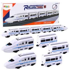 Interaktywny pociąg z 4 wagonami, dźwiękiem i światłem – biały, 62 cm