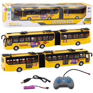 Autobus Szkolny Trolejbus Przegubowy Zdalnie Sterowany RC 1:32 Żółty