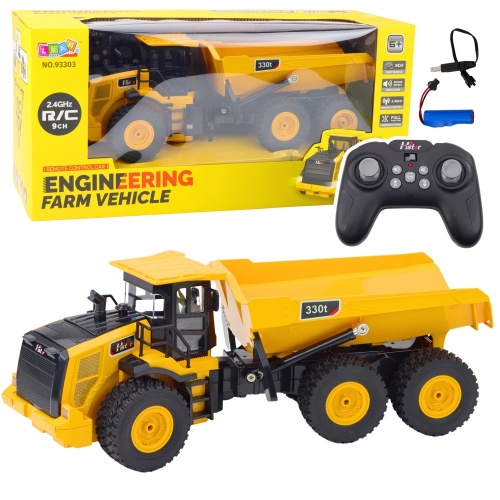 Wywrotka Transporter Zdalnie Sterowana RC Dźwięki  9CH 2.4G Żółta