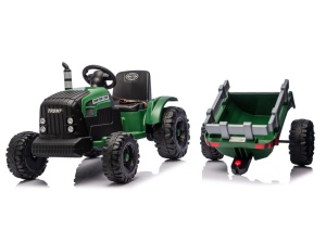 Traktor Na Akumulator CH9959B Z Przyczepą Ciemno Zielony 24V