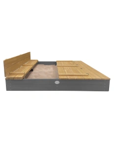 AXI Piaskownica XXL Ella 150x150 z Ławeczkami Szara A031.011.02