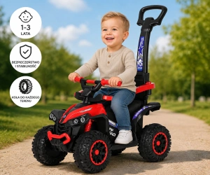 MILLY MALLY Jeździk z rączką Wild – Terenowy pojazd 3w1 dla dzieci Czerwony (12-36 miesięcy)