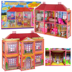 Lean Toys Willa – duży domek dla lalek, 6 pokoi, 128 elementów