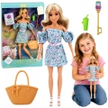 Lalka Anlily Fashion w Niebieskiej Sukience W Kwiaty Torba Akcesoria Zestaw