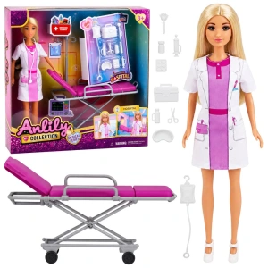 Lalka Anlily Lekarka Doktor Nosze Akcesoria Medyczne Szpital Zestaw
