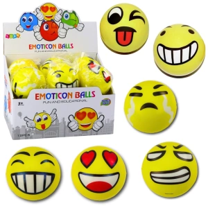 Piłka piankowa emotka żółta 10 cm Lean Toys