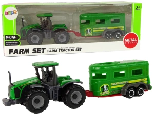Traktor z przyczepą zielony Lean Toys