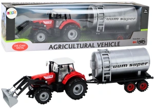 Traktor rolniczy-koparka z cysterną i napędem frykcyjnym czerwony