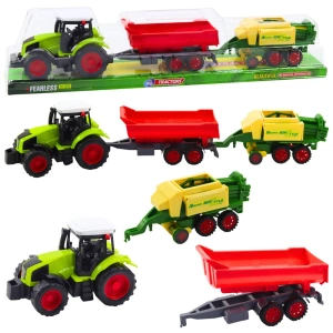 Zestaw traktor rolniczy z przyczepą i prasą Lean Toys